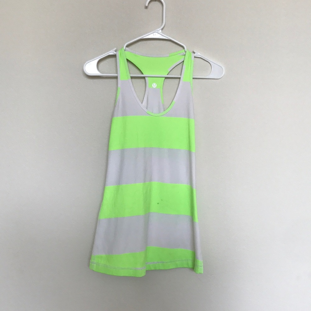 Green and White Lululemon Tank